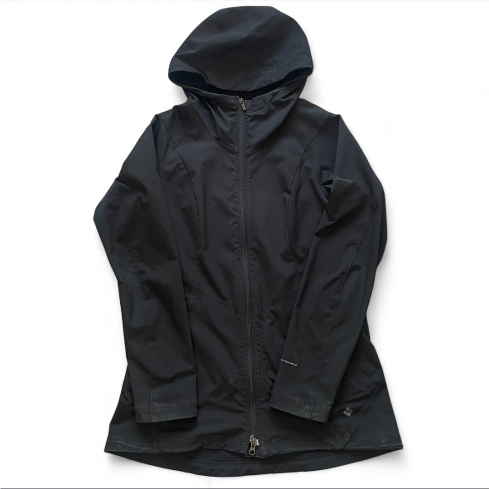 Columbia size small Women's Black Hooded long Jacket